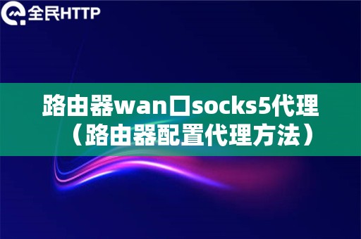 路由器wan口socks5代理（路由器配置代理方法）