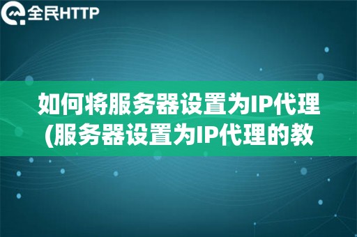 如何将服务器设置为IP代理(服务器设置为IP代理的教程)