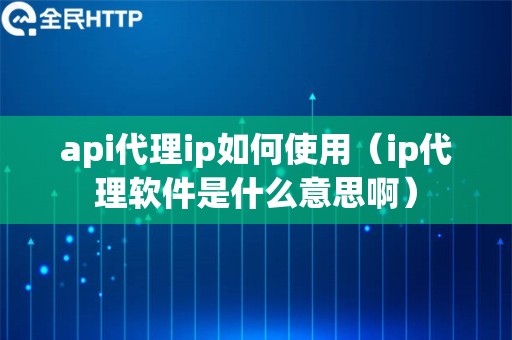 api代理ip如何使用（ip代理软件是什么意思啊）