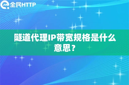 隧道代理IP带宽规格是什么意思？