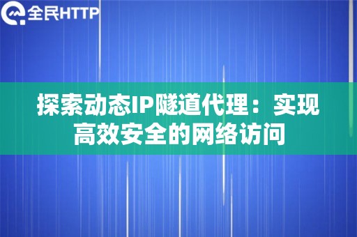 探索动态IP隧道代理：实现高效安全的网络访问