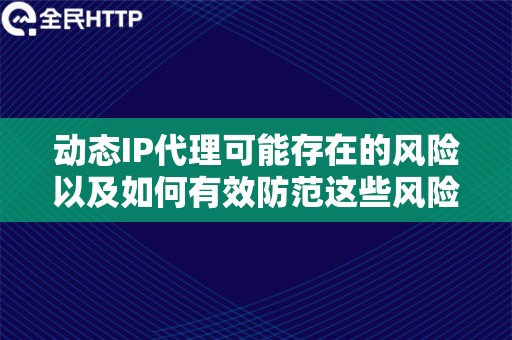 动态IP代理可能存在的风险以及如何有效防范这些风险