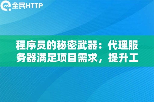 程序员的秘密武器：代理服务器满足项目需求，提升工作效率