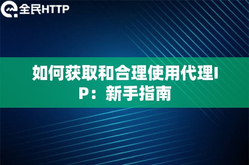 如何获取和合理使用代理IP：新手指南