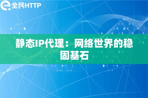 静态IP代理：网络世界的稳固基石