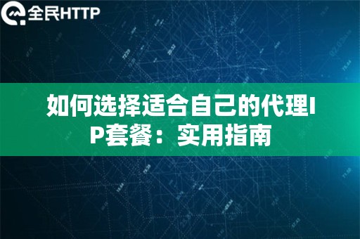 如何选择适合自己的代理IP套餐：实用指南