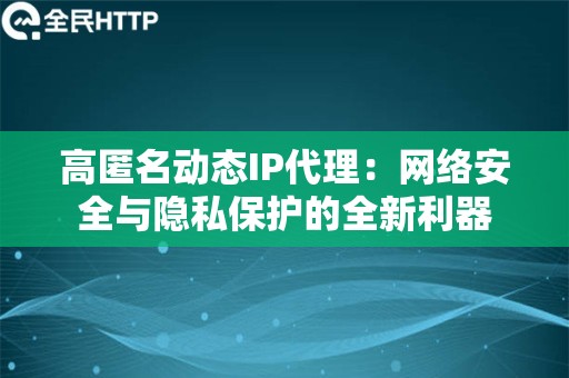 高匿名动态IP代理：网络安全与隐私保护的全新利器