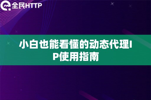 小白也能看懂的动态代理IP使用指南