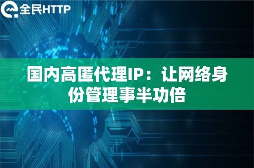 国内高匿代理IP：让网络身份管理事半功倍