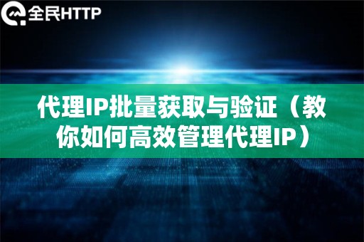 代理IP批量获取与验证（教你如何高效管理代理IP）