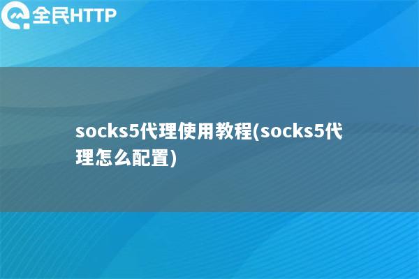 socks5代理使用教程(socks5代理怎么配置)