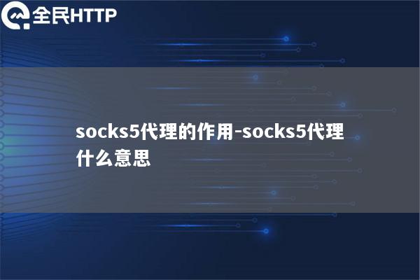 socks5代理的作用-socks5代理什么意思