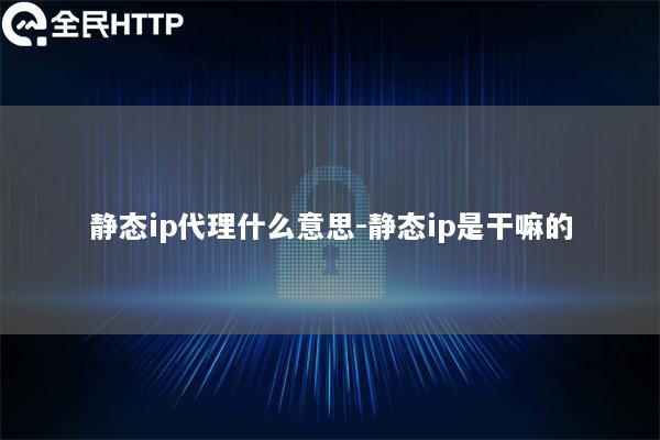 静态ip代理什么意思-静态ip是干嘛的