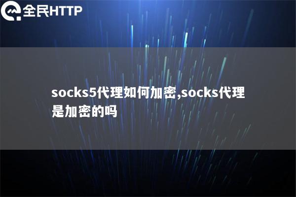 socks5代理如何加密,socks代理是加密的吗