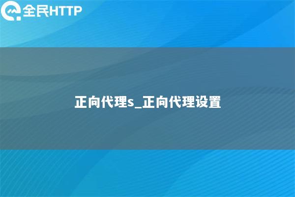 正向代理s_正向代理设置