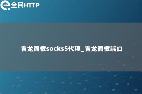 青龙面板socks5代理_青龙面板端口